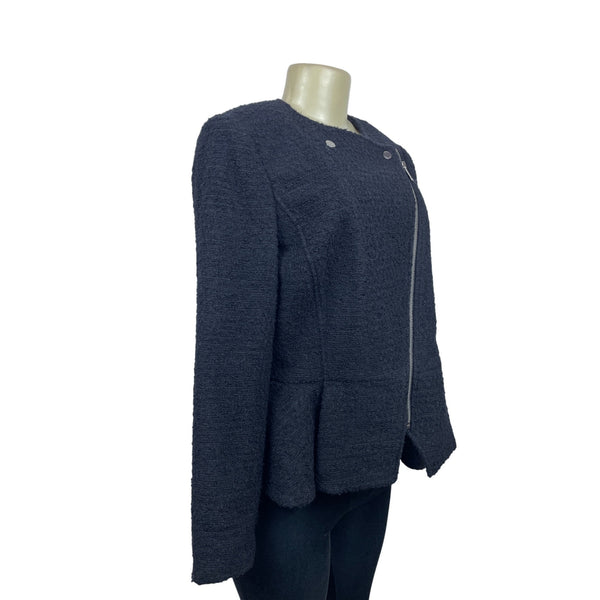 Michael Kors Women Black Zip Up Collarless Coat Size 8