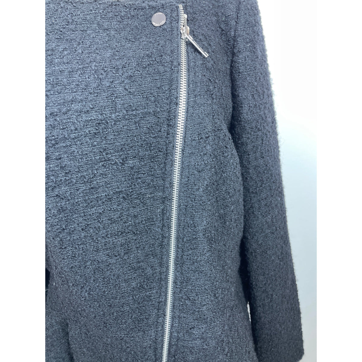 Michael Kors Women Black Zip Up Collarless Coat Size 8