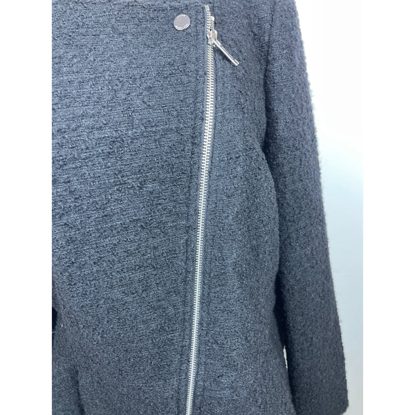 Michael Kors Women Black Zip Up Collarless Coat Size 8