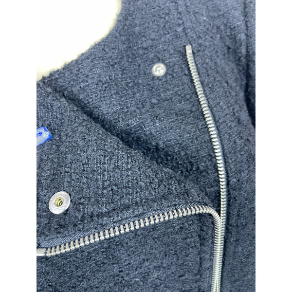 Michael Kors Women Black Zip Up Collarless Coat Size 8