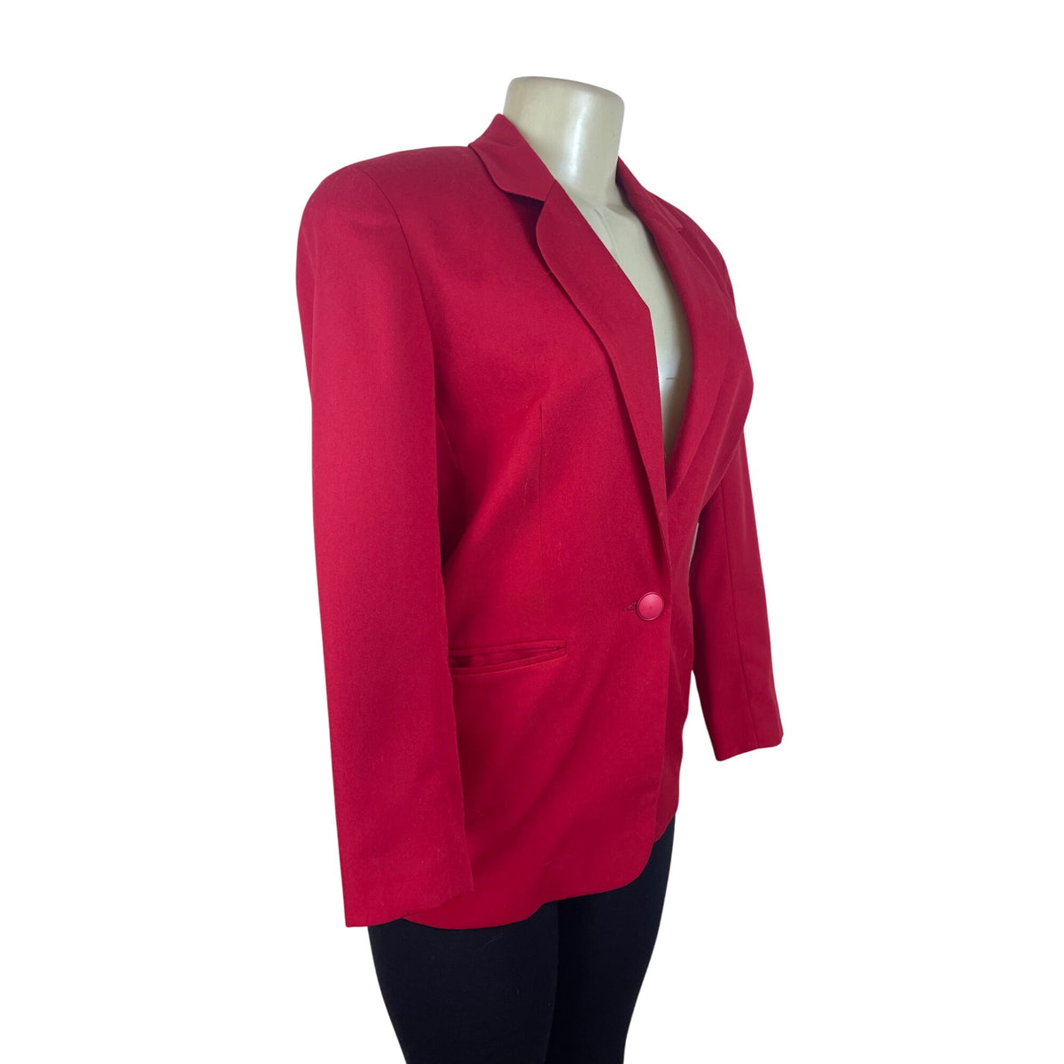 Vintage Illustration Bright Red Womens Blazer With Button Closure Sz 2P