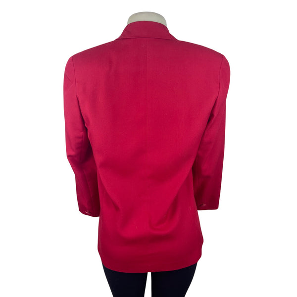 Vintage Illustration Bright Red Womens Blazer With Button Closure Sz 2P