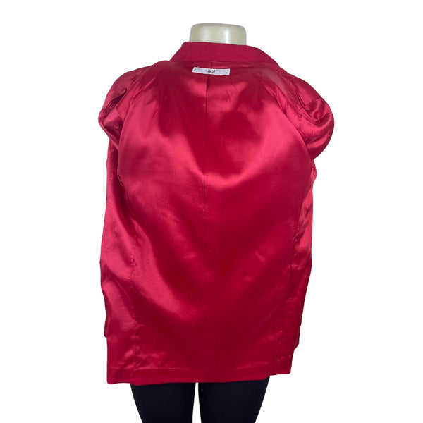 Vintage Illustration Bright Red Womens Blazer With Button Closure Sz 2P