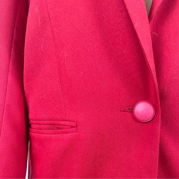 Vintage Illustration Bright Red Womens Blazer With Button Closure Sz 2P