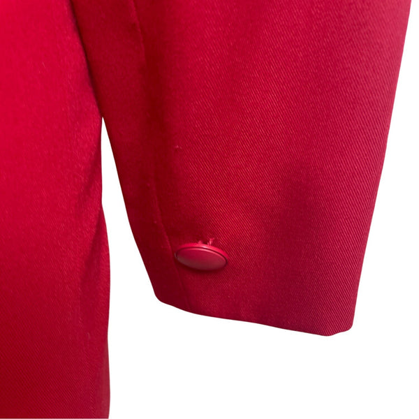 Vintage Illustration Bright Red Womens Blazer With Button Closure Sz 2P
