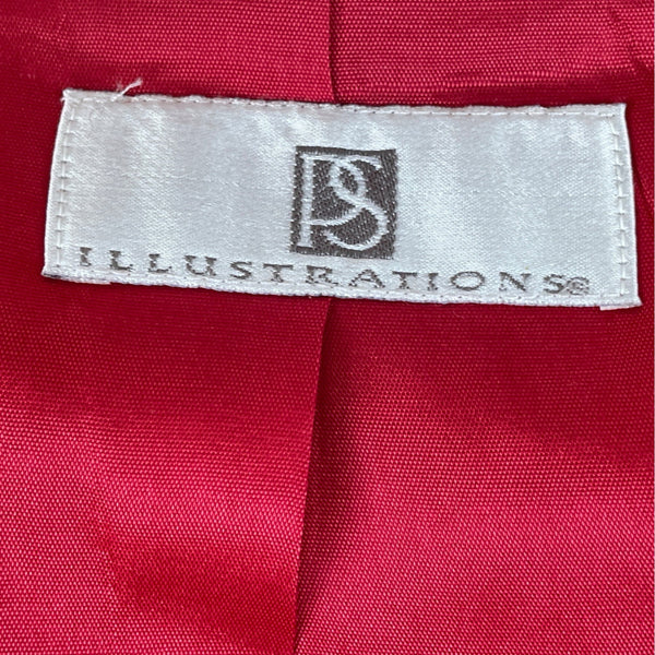 Vintage Illustration Bright Red Womens Blazer With Button Closure Sz 2P