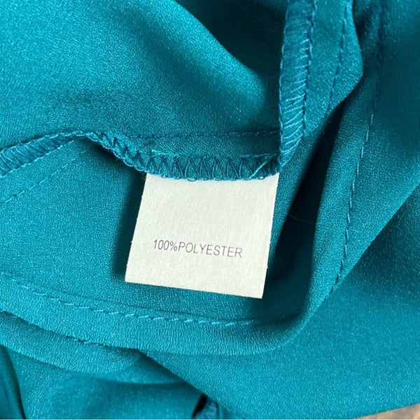 Glam Womens Teal High-Low Blousson Dress With V-Neck Size M - New