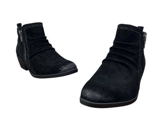 Collette Cheryl Black Suede Ankle Boots Womens With Side Zipper Size 8 - NEW