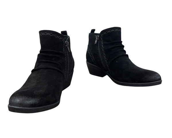 Collette Cheryl Black Suede Ankle Boots Womens With Side Zipper Size 8 - NEW