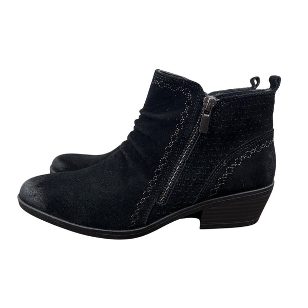 Collette Cheryl Black Suede Ankle Boots Womens With Side Zipper Size 8 - NEW