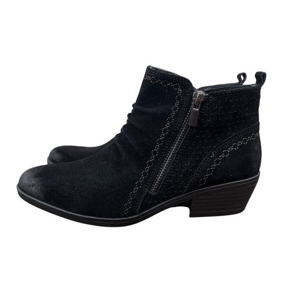 Collette Cheryl Black Suede Ankle Boots Womens With Side Zipper Size 8 - NEW