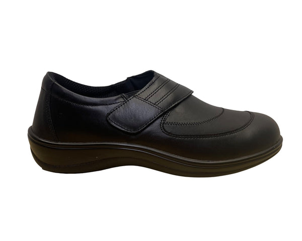 Orthofeet Womens Black Leather Orthopedic Comfort Shoes Wide Size 10.5 D