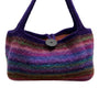 Hand-Knitted Felted Wool Striped With Button Closure & Double Handles Tote Bag