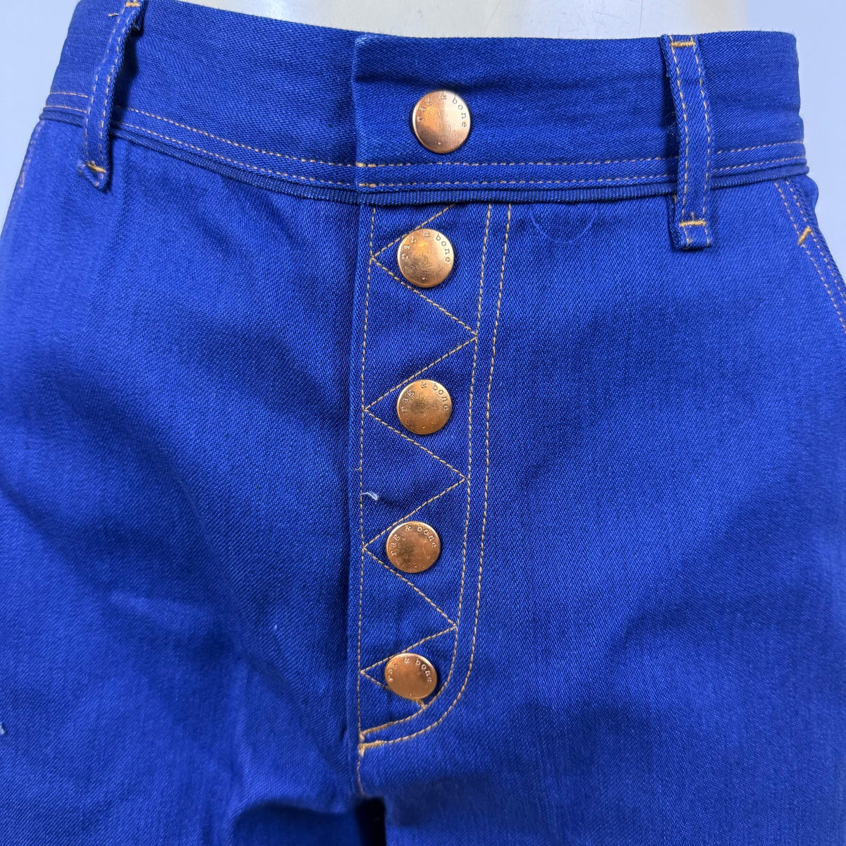 Rag & Bone Womens Blue Cotton Shorts Button Front High Waist Size 4