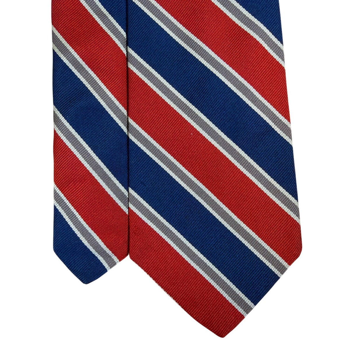 Vintage Brooks Brother Red & Blue 100% Silk Striped Necktie All Seasons