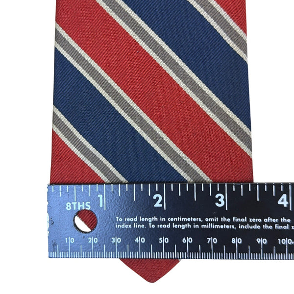 Vintage Brooks Brother Red & Blue 100% Silk Striped Necktie All Seasons