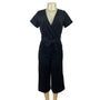 MNG Short Sleeve Faux Suede Belted Wrap Jumpsuit For Women Cropped Length Sz XS