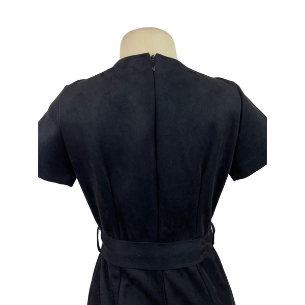 MNG Short Sleeve Faux Suede Belted Wrap Jumpsuit For Women Cropped Length Sz XS