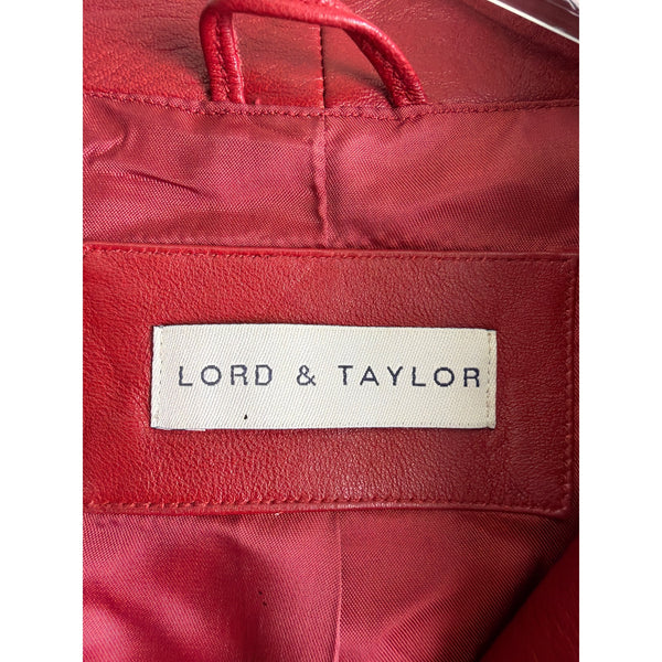 Lord & Taylor Womens Red Leather Jacket Small Lightweight Zipper Front Minimalist Coat Lord & Taylor Womens Red Leather Jacket Small Lightweight Zipper Front Minimalist Coat