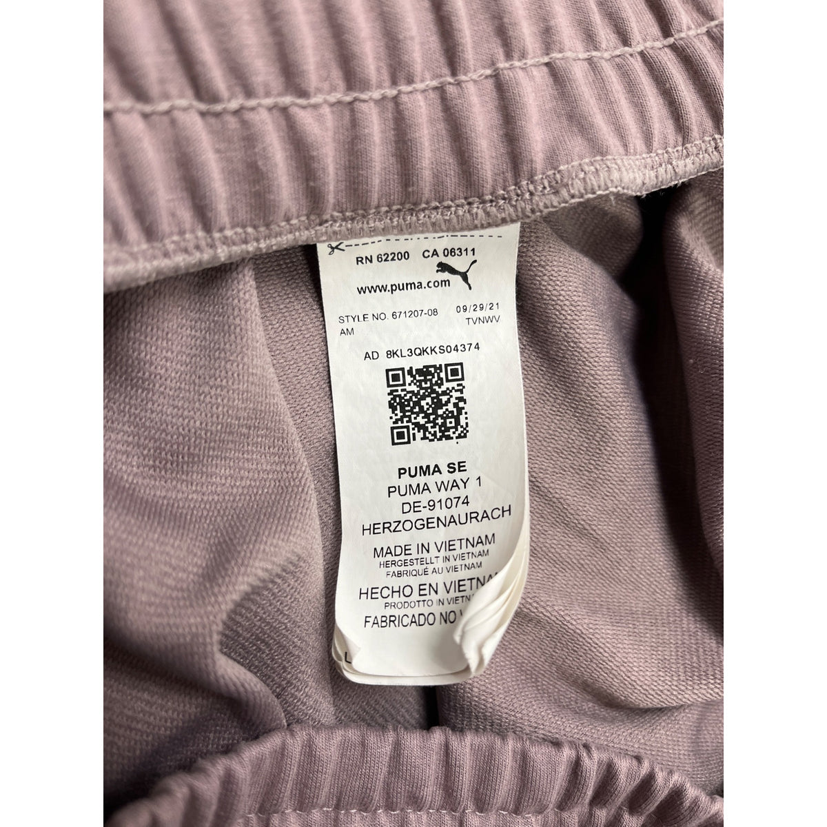 Puma Womens Lavender Jogger Pants Drawstring Elastic Waist Size L