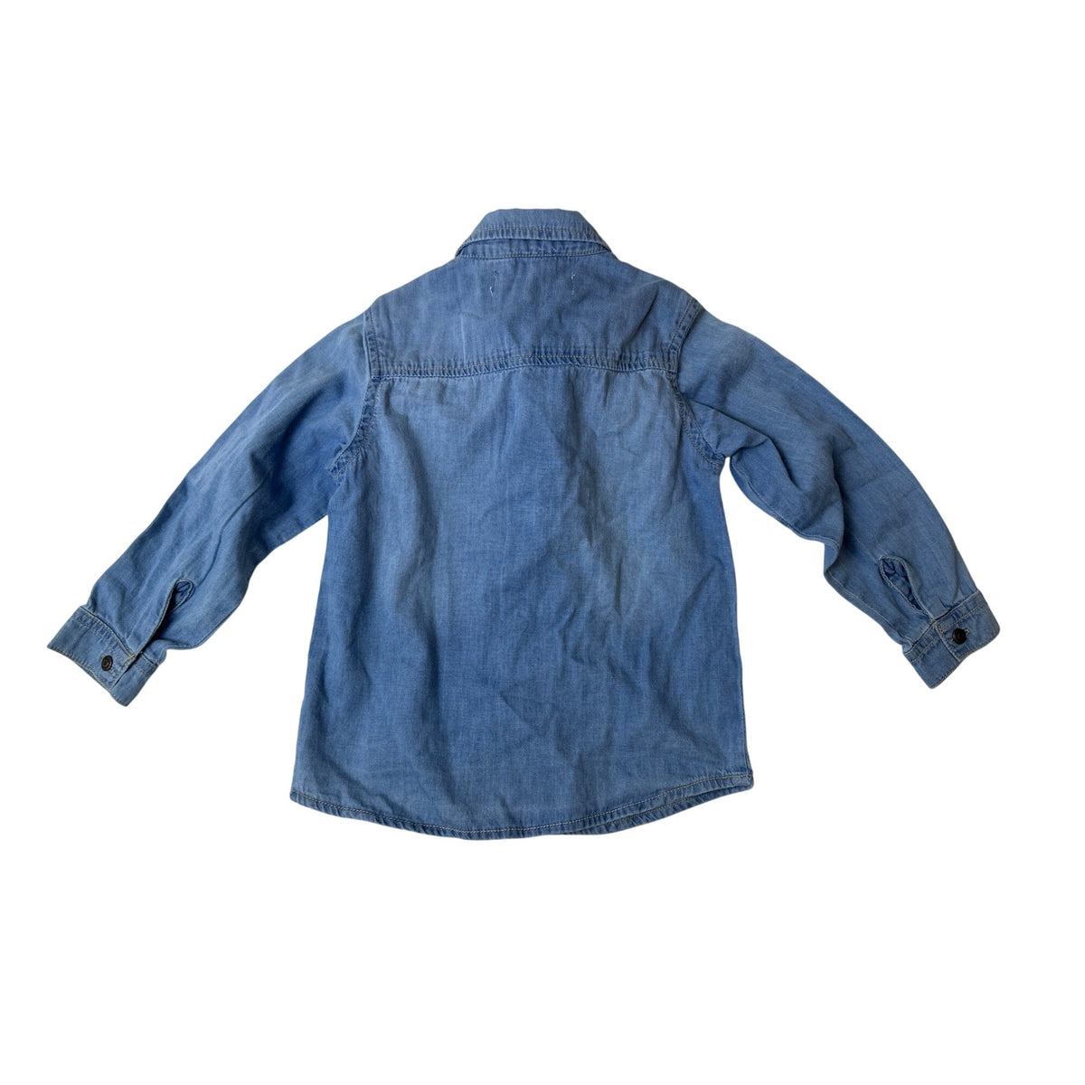 Minoti Girls Blue Denim Button-Up Shirt With Fun Graphic Details Size 18-24M
