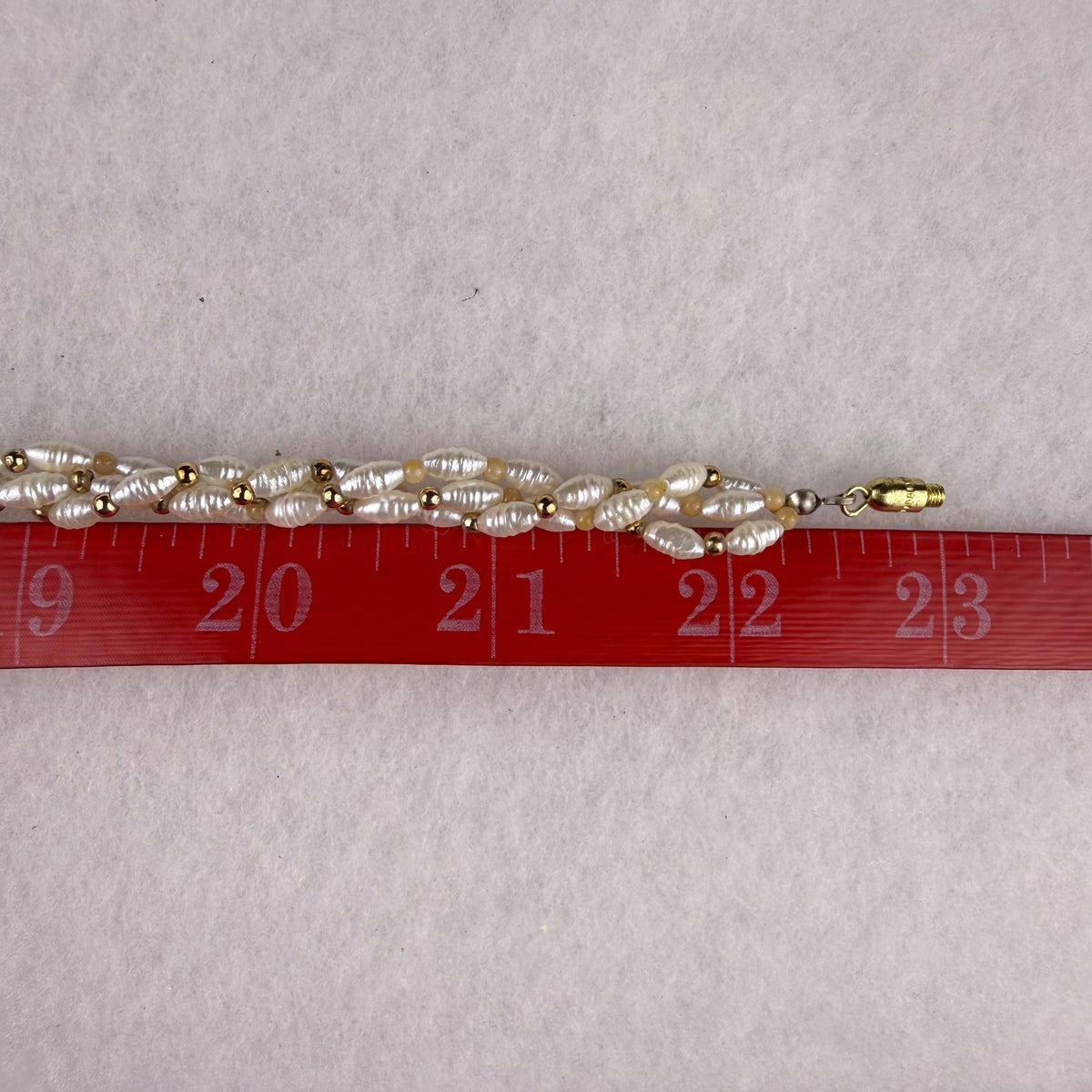 Vintage Shell Pearl Necklace Gold-Tone Beads Double-Strand Twist Design