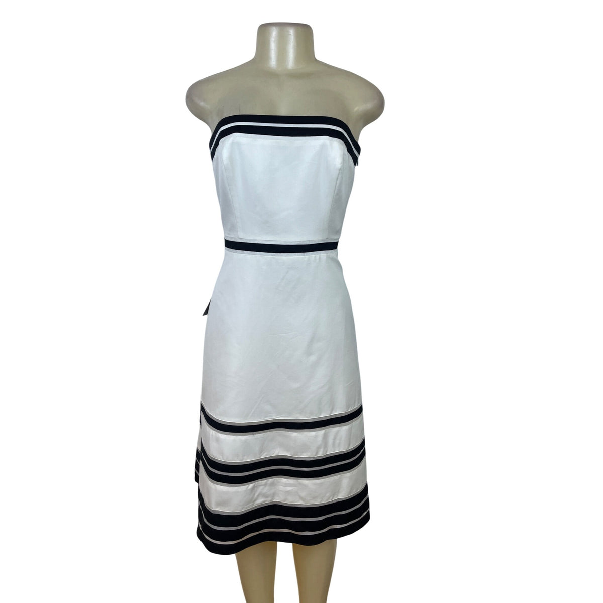 Ann Taylor Womens White & Black Strapless A-Line Dress Size 8 - New