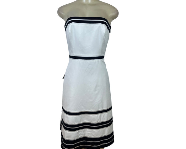 Ann Taylor Womens White & Black Strapless A-Line Dress Size 8 - New