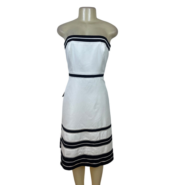 Ann Taylor Womens White & Black Strapless A-Line Dress Size 8 - New