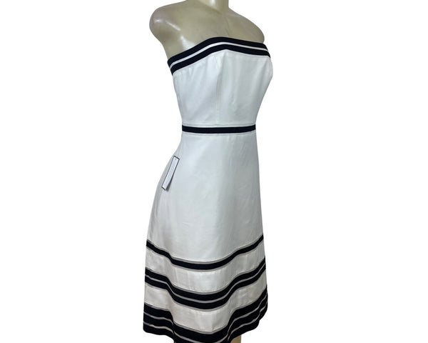 Ann Taylor Womens White & Black Strapless A-Line Dress Size 8 - New