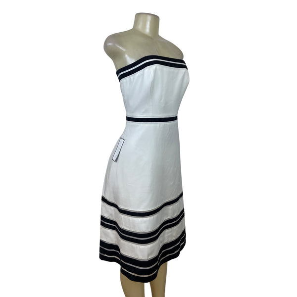 Ann Taylor Womens White & Black Strapless A-Line Dress Size 8 - New