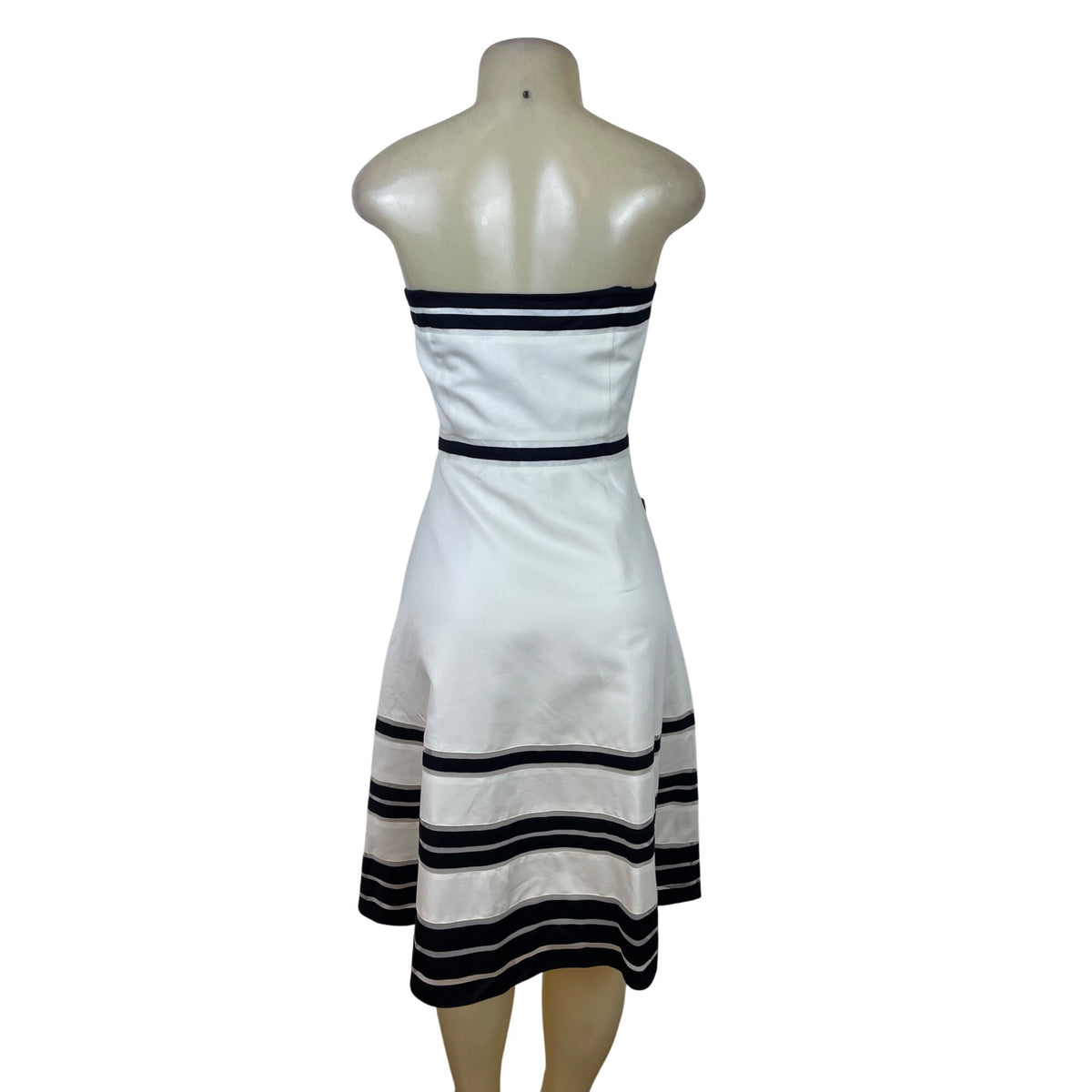 Ann Taylor Womens White & Black Strapless A-Line Dress Size 8 - New