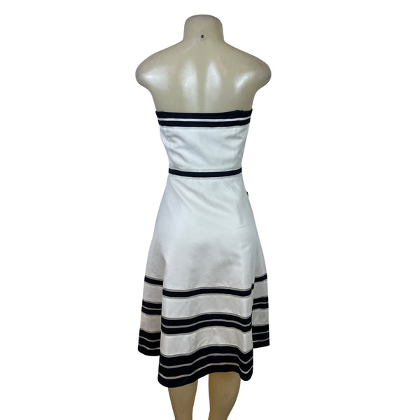 Ann Taylor Womens White & Black Strapless A-Line Dress Size 8 - New
