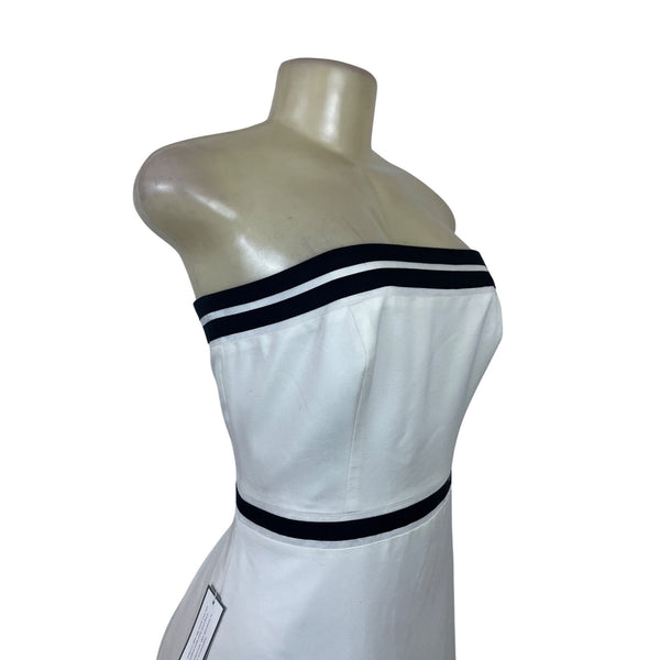 Ann Taylor Womens White & Black Strapless A-Line Dress Size 8 - New