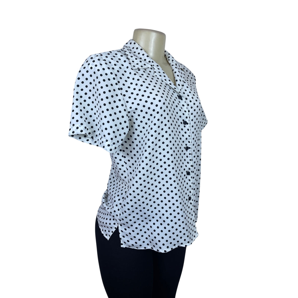 Notations Womens White Polyester Polka Dot Button-Up Blouse Size S