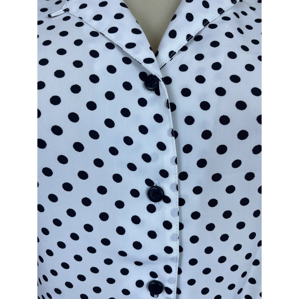 Notations Womens White Polyester Polka Dot Button-Up Blouse Size S