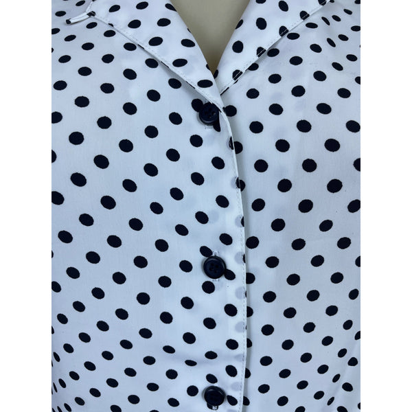 Notations Womens White Polyester Polka Dot Button-Up Blouse Size S
