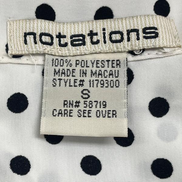 Notations Womens White Polyester Polka Dot Button-Up Blouse Size S