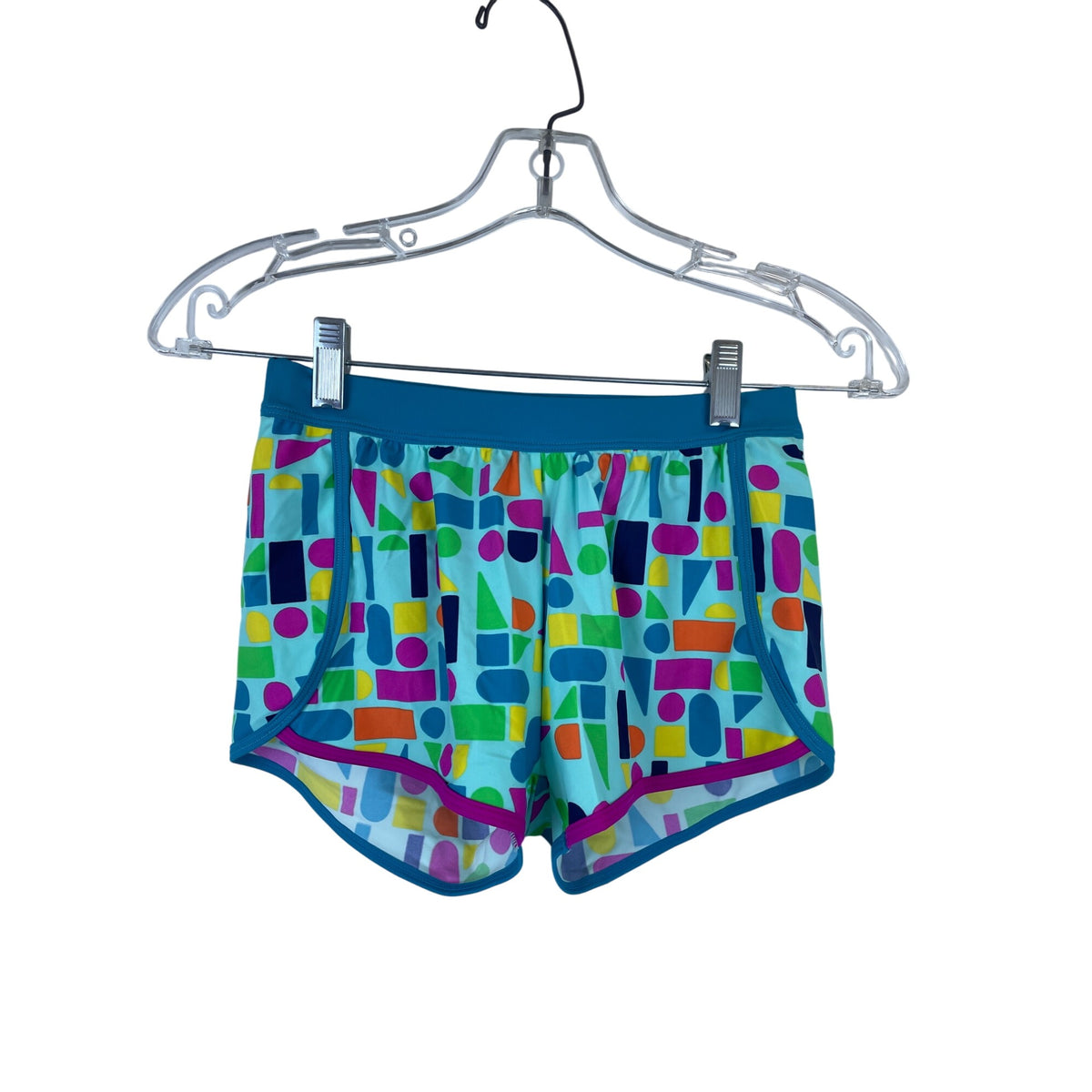 L.L.Bean Girls Teal Multicolor Waterport Swim Tankini Set UPF 50+ Geometric Print Size 10
