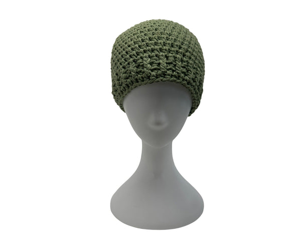 Handmade Olive Green Crochet Beanie Hat Adult Unisex Soft & Warm Winter Accessory