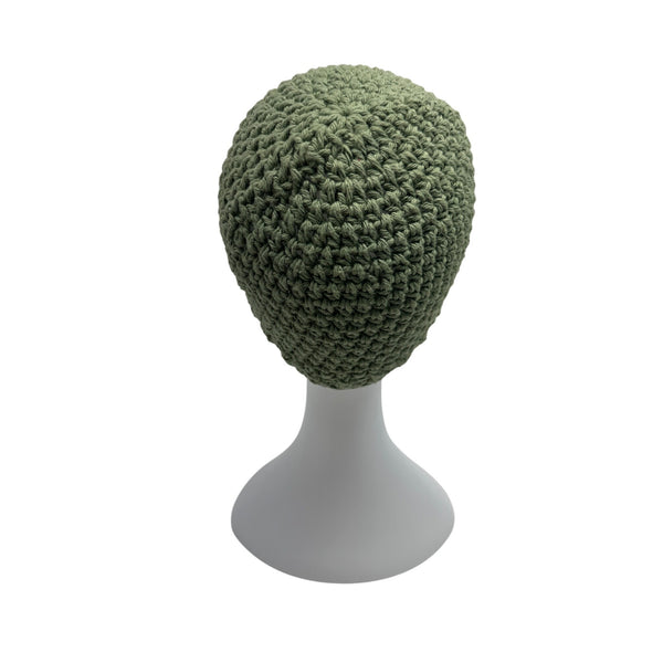Handmade Olive Green Crochet Beanie Hat Adult Unisex Soft & Warm Winter Accessory