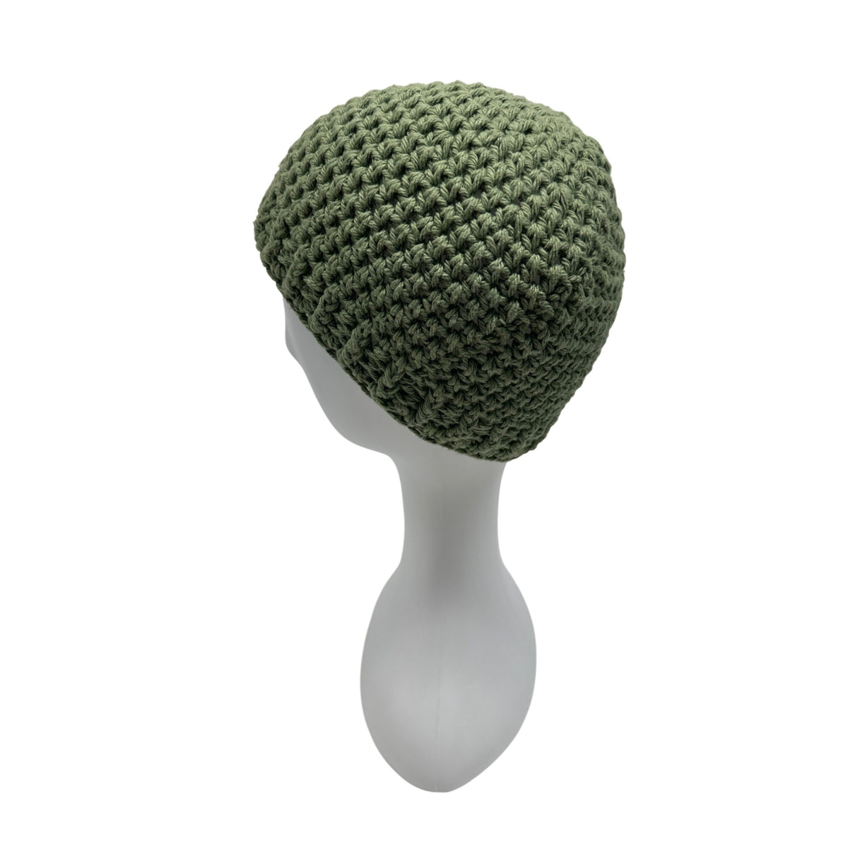 Handmade Olive Green Crochet Beanie Hat Adult Unisex Soft & Warm Winter Accessory