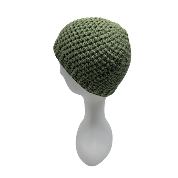 Handmade Olive Green Crochet Beanie Hat Adult Unisex Soft & Warm Winter Accessory