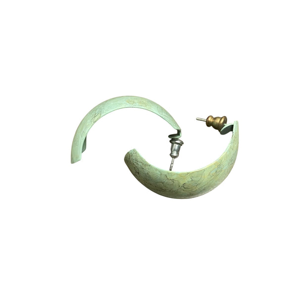 Vintage Green Floral Hoop Clip-On Earrings