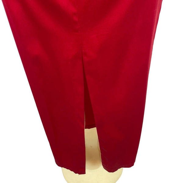 Harlow Vintage Red Satin Cheongsam Dress With Mandarin Collar Cap Sleeves Sz 10