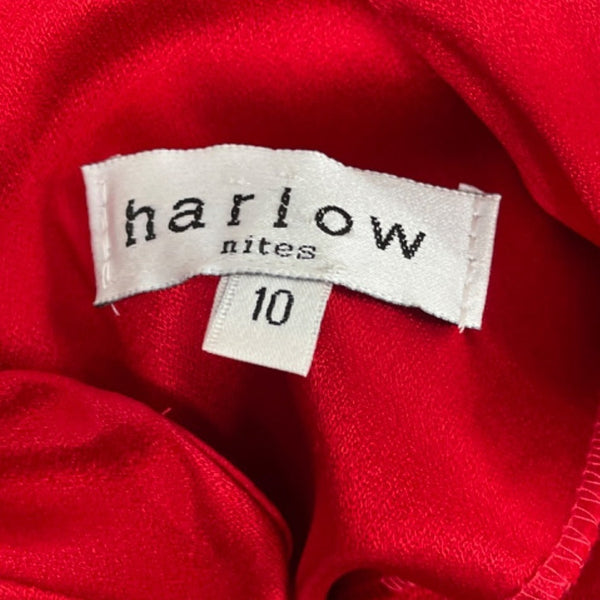 Harlow Vintage Red Satin Cheongsam Dress With Mandarin Collar Cap Sleeves Sz 10