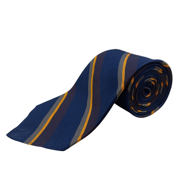 Vintage Brooks Brothers Navy & Gold All Silk Striped Necktie Made In USA