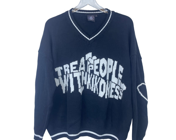 Harry’s Hidden Angels Unisex Black & White Knit Sweater "Treat People With Kindness" XL