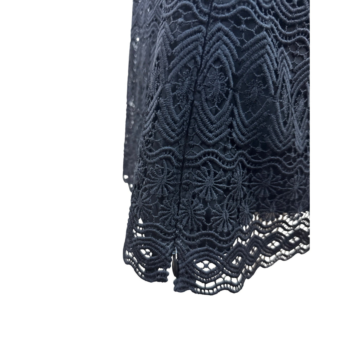Talbots Petite Black Lace 3/4 Sleeve Top Lined Keyhole Back Womens Size LP