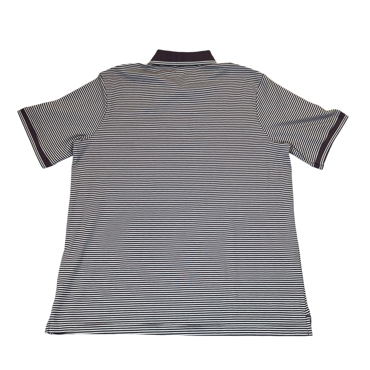 Lands End Mens Purple/White Striped Supima Polo Shirt Short Sleeve Sz 46-48
